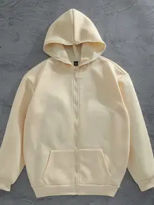 Multicolor Hooded Zipper Sweatshirt, American Vintage Loose Fit Casual Jacket, Unisex Basic Plain Top, Street Style Oversized Commuter Hoodie