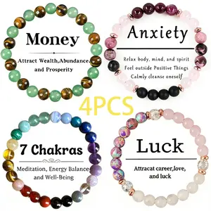 Money Attraction Bracelet with Green Aventurine & Tiger Eye - Blue Friendship Crystal Bracelet Beaded Jewelry Protection Bracelet Encouragement Gift For Her Fashion Artificial Bracelet Daily Wear summerwins
