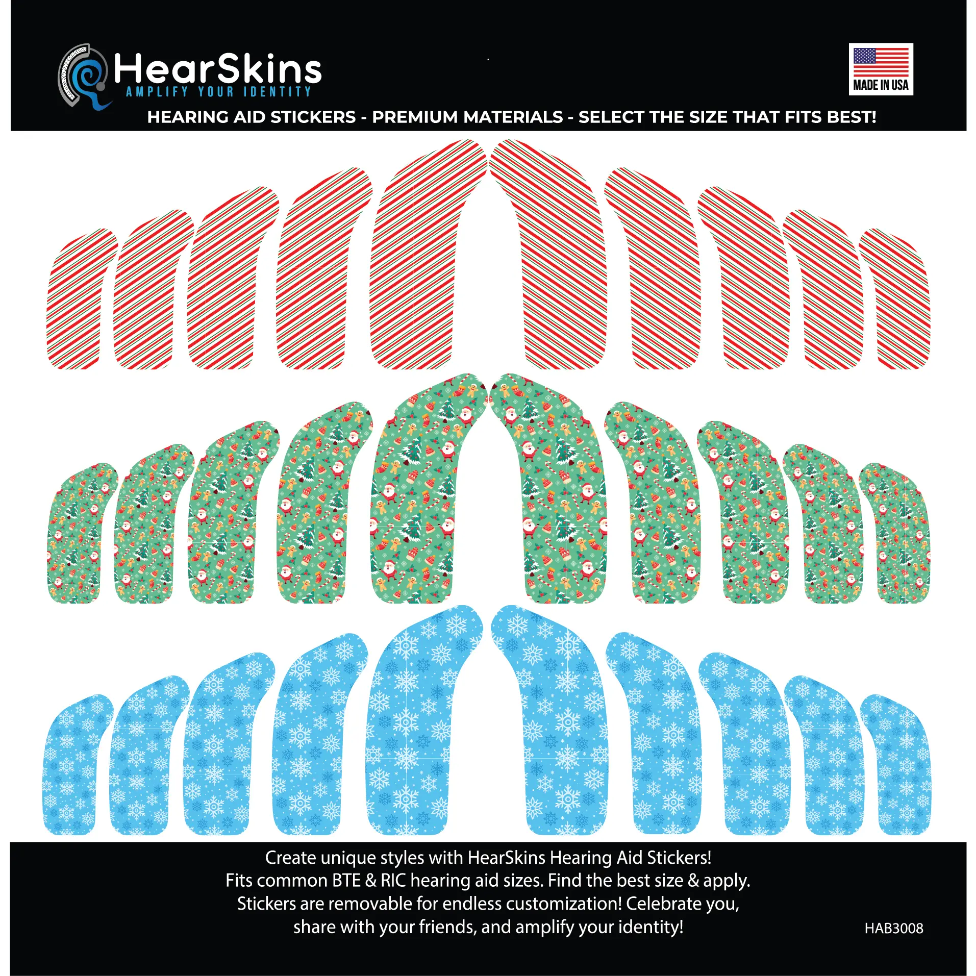 HearSkins Winter Wonderland Hearing Aid Skins/Stickers