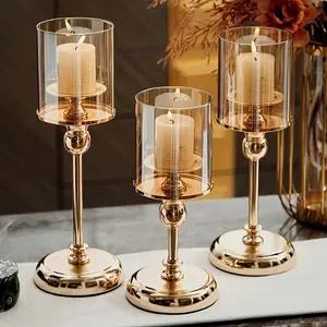 Elegant Glass Candle Holders Set of 3, Aromatherapy Wax Decorations, Vintage European Style, Vintage Candle Stand, Perfect for Weddings & Home Decoration