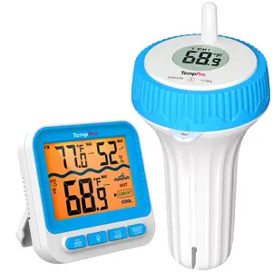 [Pool Accessories] Floating Wireless Swimming Pool Thermometer,  Digital Indoor Hygrometer Easy Read, Large Size, IPX8 Waterproof for Hot Tub/SPA/Aquarium/Pond/Ice Bath Tool Fathersdaygift