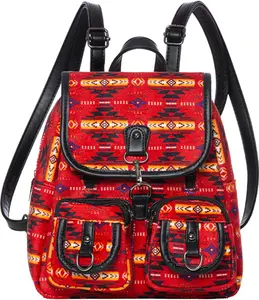 Nu Trendz Aztec Small Backpack for Women - Casual Mini Daypacks Purse with Adjustable PU Leather Straps & Cotton Material - Multiple Pockets for Daily Use