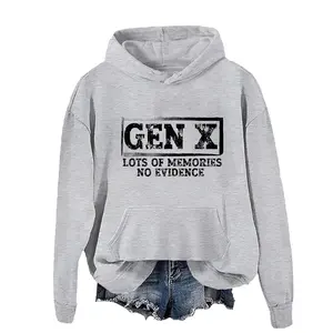 [Made in USA] Funny Saying Sarcastic Gen X Lots Of Memories No Evidence Hoodie Unisex, Graphic Hooded Sweatshirt Casual Street Style Fleece Fabric Tops Collection  for Women for Men, Perfect Gift
