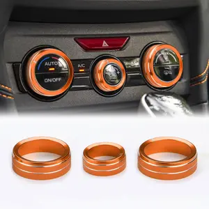 Auovo AC Knob Cover Accessories for Subaru Forester 2019-2024/ Crosstrek 2018-2023/ Impreza 2017-2023 Car Interior Trim AC Climate Control Knob Ring Air Condition Switch Trims (Sun Orange, Version B)