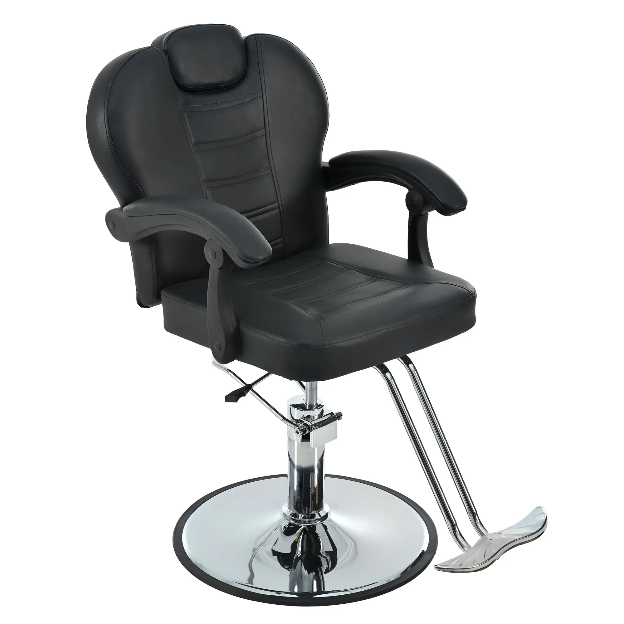 Barber Chair, Hydraulic Hair Salon Chair, Reclining Shampoo Chair, Tattoo Chair, 360 Swivel, Heavy Duty, 330 Lbs Capacity, Black Salon Furniture