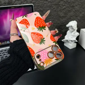 Strawberry Pattern Phone Case，Cute Fruit Style，for iPhone 17 16 15 14 13 12 11 Plus Pro Max，Delicious Treat Gifta2