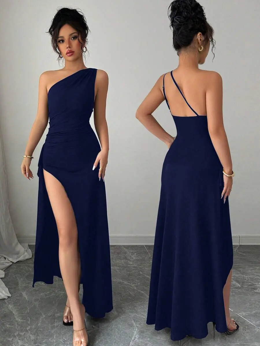 open lace back dress SHEIN BAE Asymmetrical Neck Cut Out Ruched Bodycon Dress, M1425657, Black,  XS: Buy Online at Best Price in Egypt