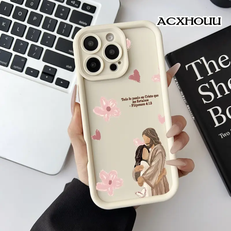 Softcase for iPhone 17 16 E Pro Max 15 Plus 14 13 12 11 XS XR Christ Strengthens Me Art Shockproof Silicone Lightweight Anti-Scratch Cover