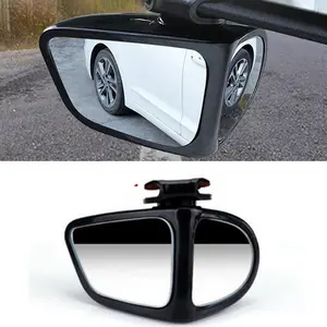 Car Rearview Mirror Front and Rear Wheels, 360 Degrees Adjustable Wide Angle Blind Spot Blind Spot Reflex Reversing Auxiliary HD Small Round Mirror