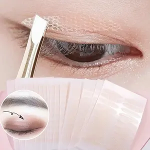 240Pcs Stealth Double Fold Eyelid Tape Fiber Sticker Lace Nature Clear Beige Stripe Self-adhesive Natural Eye Makeup with Tool