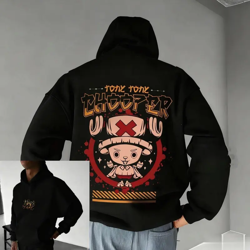 #OnePieece Chopper Graphic  T-Shirt, Cute Doctor Chopper Pullover Hoodie Men Women New Autumn Winter Streetwear Oversized Casual Anime Print Hooded Sweatshirt