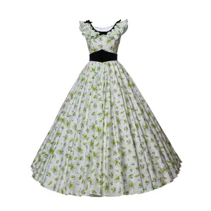 Gone with the Wind Green Ball Gown Dress - Scarlett O'Hara Cosplay Costume Elegant Vintage Gown for Women Halloween Party