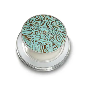 Faux Teal Tooled Leather Phone Grip