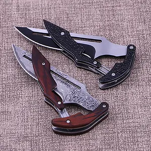 Damascus steel camping knife, multi-functional knife, suitable for cutting meat and vegetables in the home kitchen, camping barbecue cooking, a gift for men