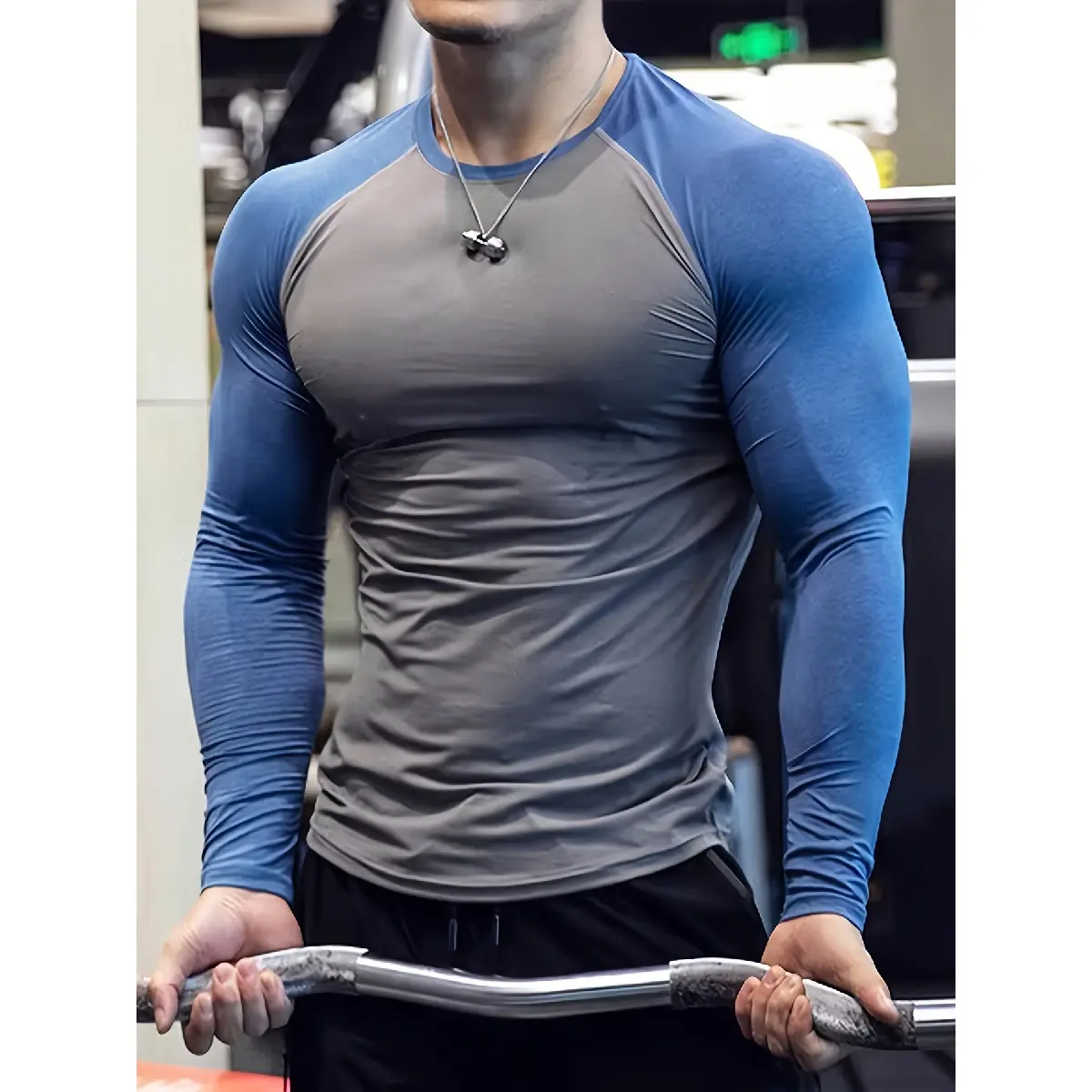 Soft Long Sleeve Men's Raglan Sleeve T-shirt For Sports, High-elastic