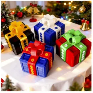 3D Printed Christmas Gift Box, Annoying Surprise Creative Prank Birthday Box, Fun Joke Empty Box for Friends, Abstract Toy,Funny Gifts