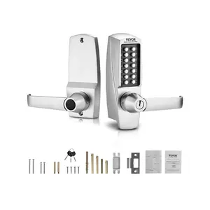 VEVOR Mechanical Keyless Entry Door Lock, 14 Key Mechanical Door Lock with Keys, Mechanical Keypad Door Lock with Handle, Stainless Steel Waterproof Keyless Gate Lock, for Home Office Outdoor Garage