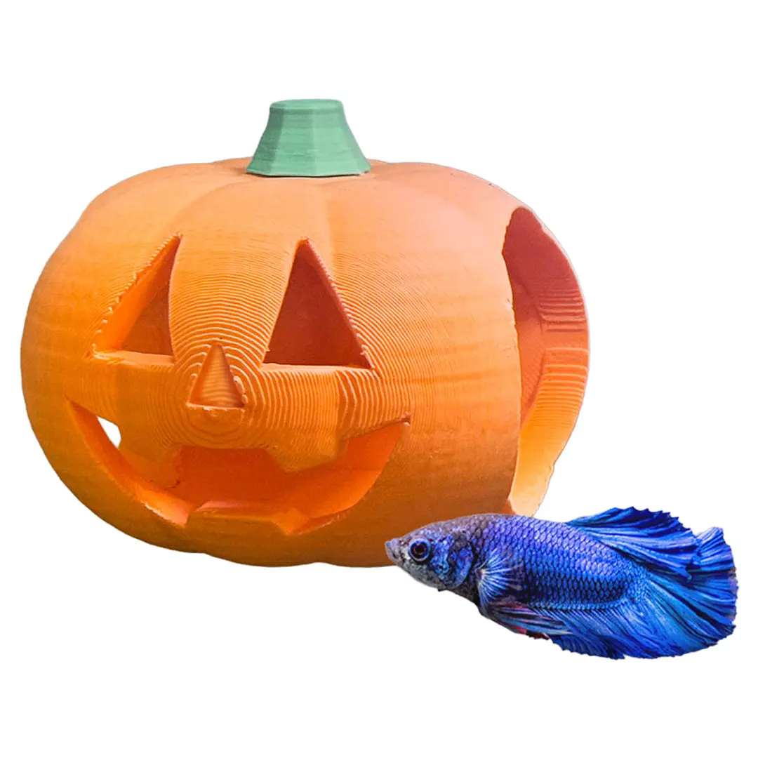 Halloween Jack-O-Lantern Betta Hide/Perch Hammock | Suction Cup Aquarium Decor & Enrichment for Bettas | Resting Spot & Fish Tank Decoration
