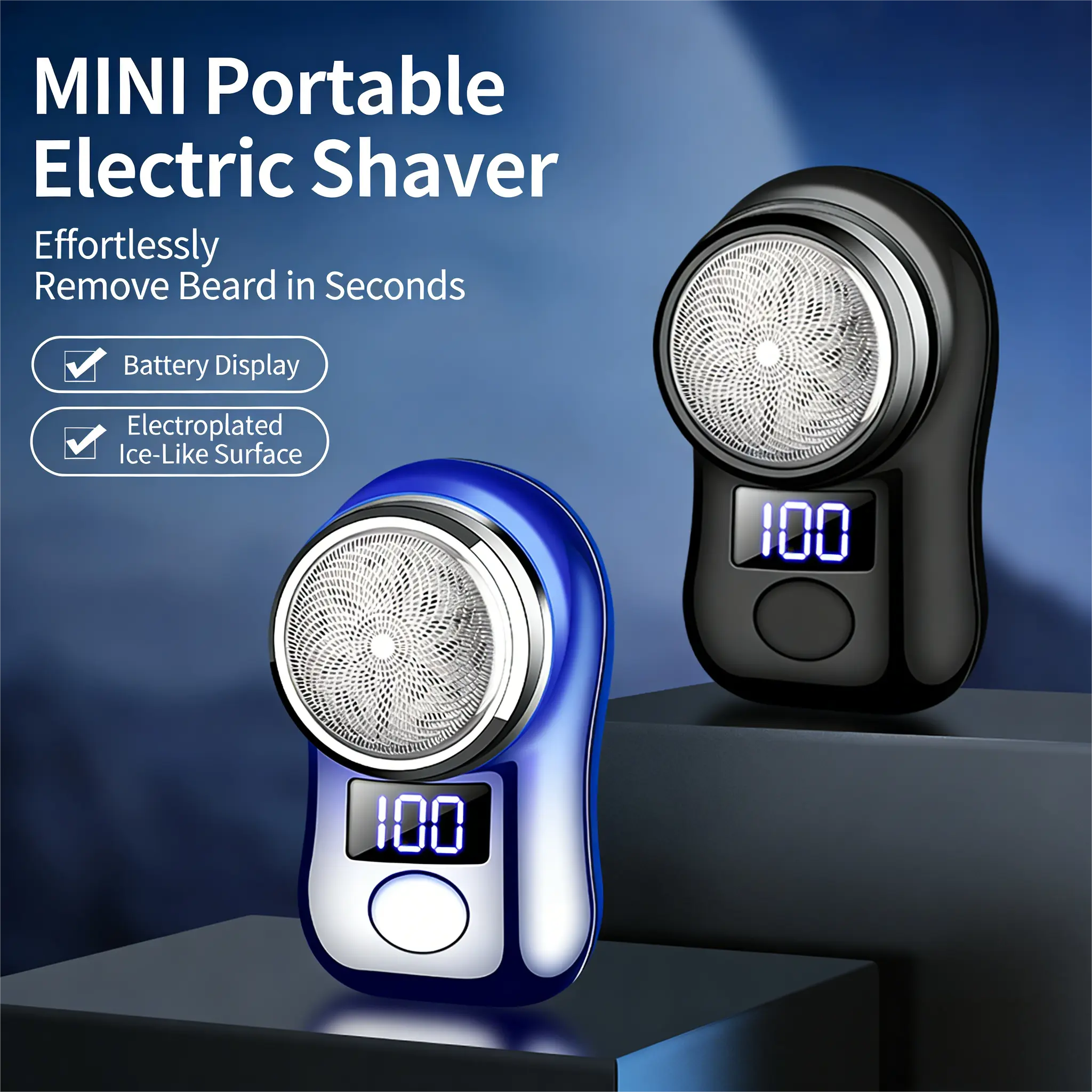 Men's Portable Electric Rotary Shaver, USB Rechargeable Fast Charging Shaver, Stainless Steel Blades, Long Lasting Battery Life, Compact Travel Grooming Gift