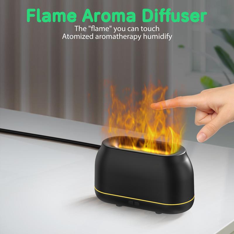 Upgraded 7-Color LED Flame Essential Oil Diffuser, Silent Humidifier with Auto-Off, 160mL Capacity for Home, Office & Yoga