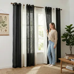 8 panel curtain set 34x84 inches Cationic + Big Belly Fabric Curtain Set, a perfect combination of sheer fabric and blackout curtains, cortinas para salas，curtains for bedroom, blocking light, combination,L18+L12,summervibes
