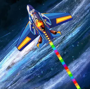 New Outdoor Fun Blue Plane Kite With Handle Line Good Flying For Kids And Adults