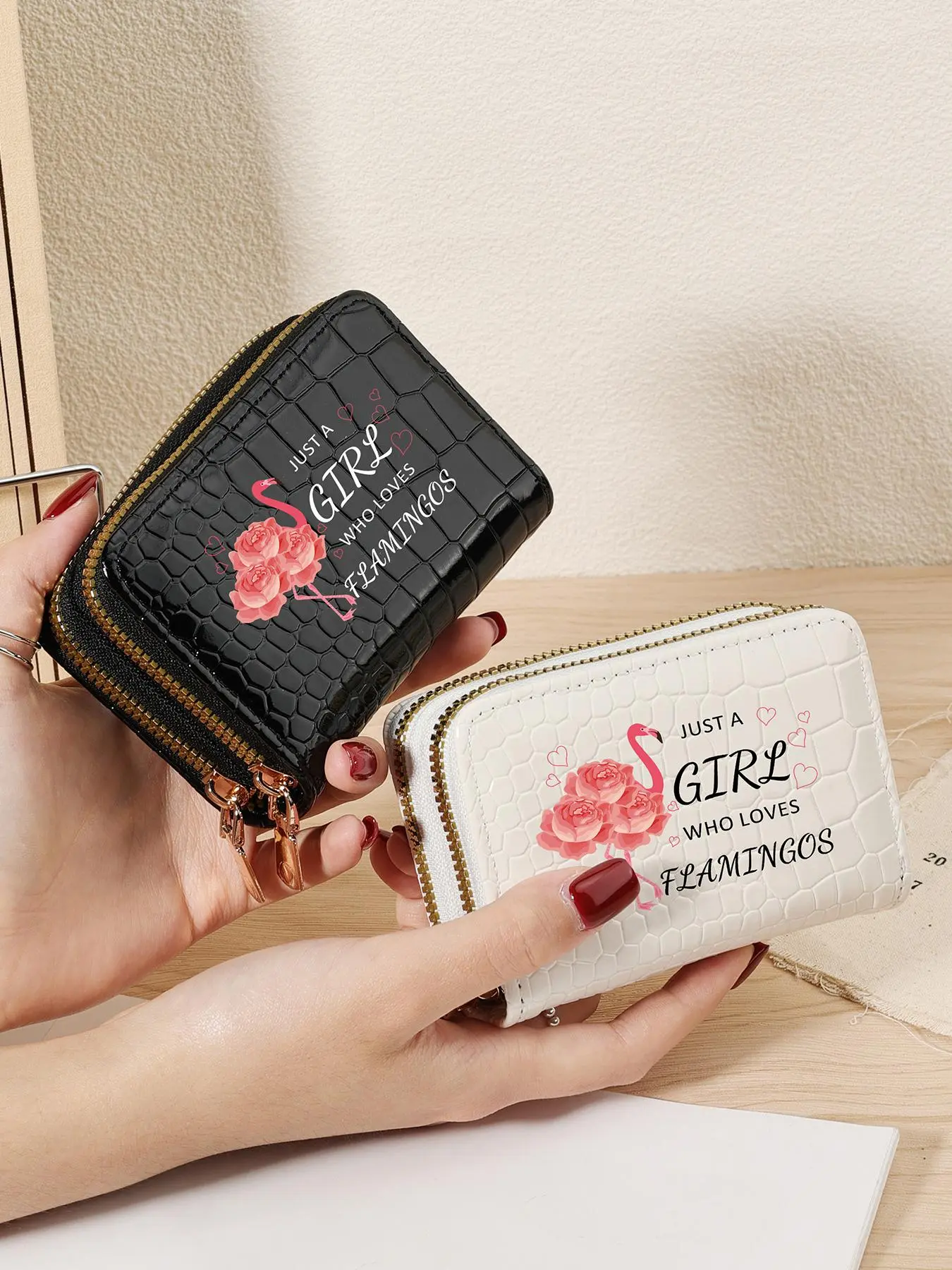 Women's Fashionable Flamingo Pattern Short Wallet, Casual Versatile Zipper Card Holder, Trendy All-match Coin Purse for Daily Use