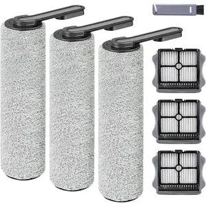 Roller Brush and Filters Replacement Compatible with Tineco Floor ONE S5/Floor One S5 Pro Cordless Vacuum Cleaner,Replacement Parts Include 3 Brush Rollers, 3 Filters