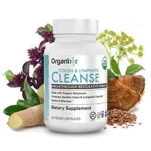Organixx Lymphatic & Colon Cleanse Supplement, 250 Million CFU Probiotics for Gut Health, Digestive & Lymphatic Support, Gluten Free, Non GMO, 60 Vegetarian Capsules