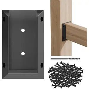 Deck Railing Bracket Connectors for 2x4 Railing Wood Posts with 122pcs Black Self-Tapping Screws Sturdy PP Material Easy Install for Decks Fences & Porches