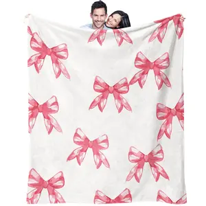 Bow Pattern Blanket, 1 Count Soft Comfortable Throw Blanket, Warm Napping Blanket for Home Office Travel Camping