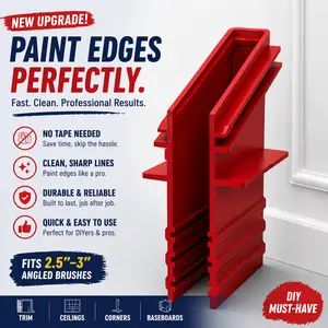 Magic Paint Edger for 3” Angled Brushes |Paint Edger Tool for 3” Angled Brush |No Tape Paint Edging Tool for Clean Lines on Trim, Ceilings, Corners & Baseboards | DIY Cut-In Painting Attachment