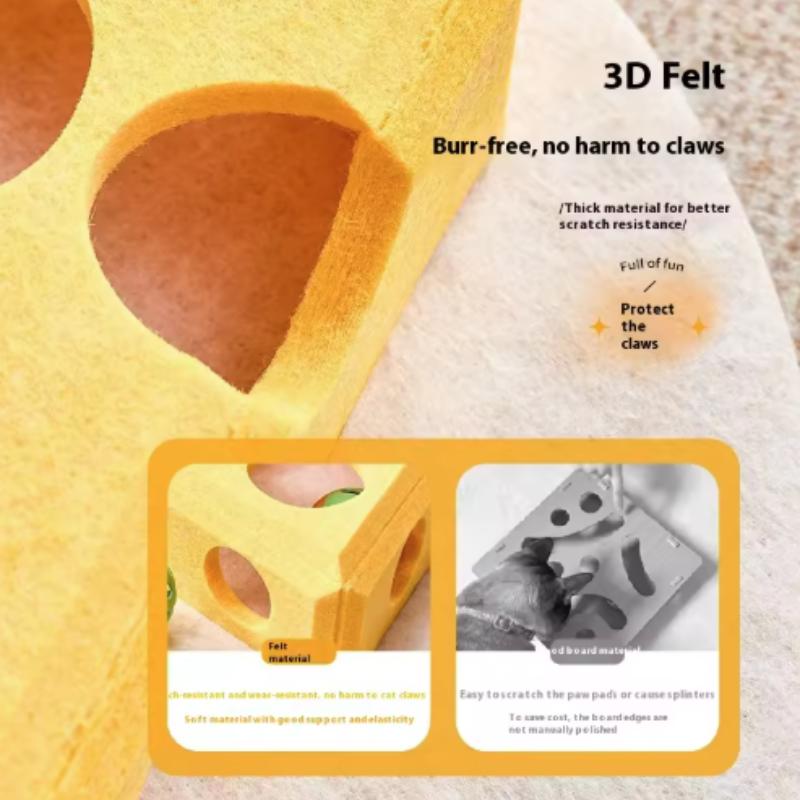 Pet Cat Puzzle Maze Holes Toys Felt Box With Bell Ball Kitten Playing Toys Interactive Funny  Cat Supplies