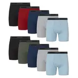 Hanes Men's Cotton Boxer Briefs 10-pack Underwear Multi Pack Comfortable Fit Soft Stretch Fabric Breathable 7349p0