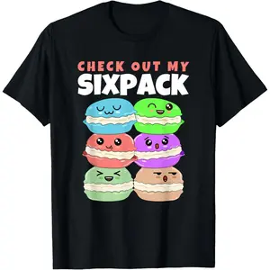 100% Cotton Check Out My Sixpack Macaron Macarons T-Shirt