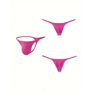 Men's G-string Thong Pouch Sexy Low Rise Panties 3pcs