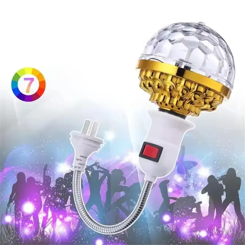 Energy-Saving Beaded LED Flashing Decorative Light Ball - 1-Piece, E27 Base, Plug-in Strobe, Rotating Effect, Festive Home Decor for Christmas Parties