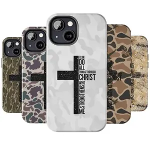 Vintage I Can Do All Things Through Christ Who Strengthens Me Camo Phone Case for iPhone 16, 15, 14, 13, 12, 11