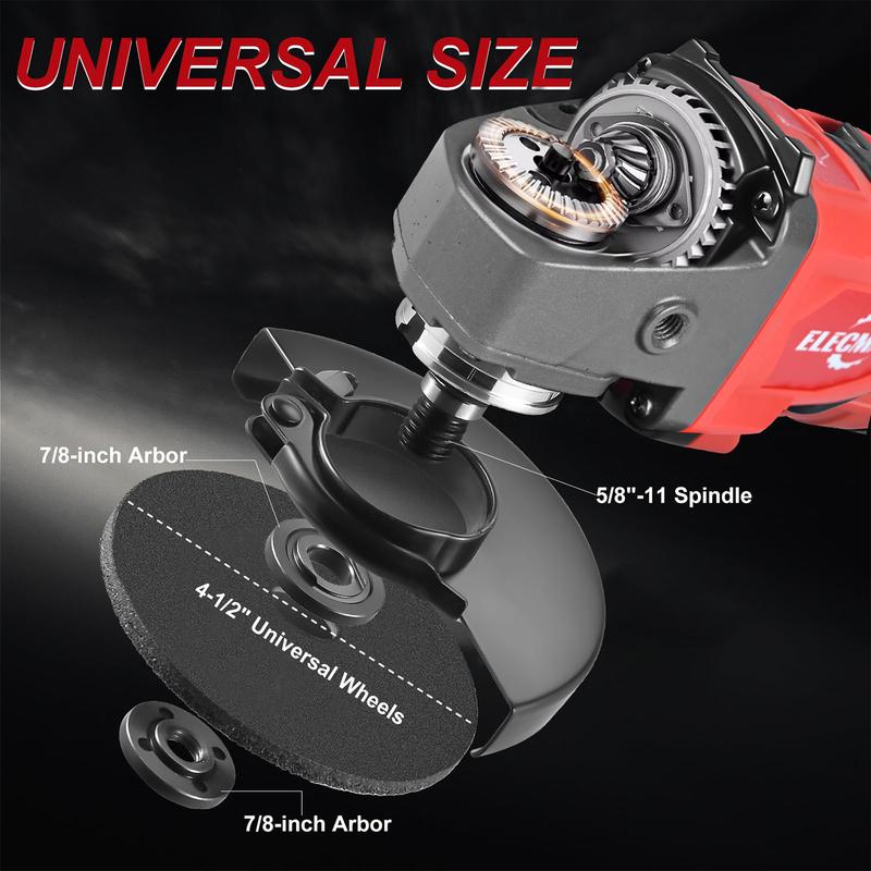 4-1/2 inch angle grinder – Cordless design, suitable for metal cutting – Rust-resistant, removable safety guard – Stainless steel/rubber handle