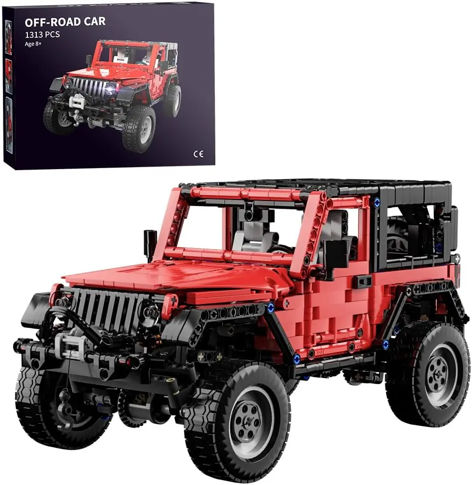 HEGOAI Off road car racing building block toys, a set of off-road car model making for adult challenges, suitable for teenagers and adults to collect, 1313 pieces