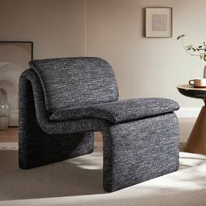 Dune Boucle Upholstered Armless Accent Chair in Charcoal