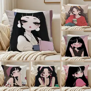 Anime girl pattern Pillow Case Cozy short plush cover made with breathable organic fabric double sided artwork and a sleek invisible zipper ideal for durable warm and stylish home setups