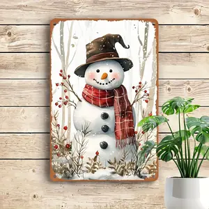 Decorative Signs & Plaques Durable Metal Painted Christmas Snowman Wall Sign 8x12 Inch Metal Listing For Home, Bar Or Yard Decor, Perfect For Universities Vintage Poster Gifts Cloth Lightweight Print Ornaments Decoration