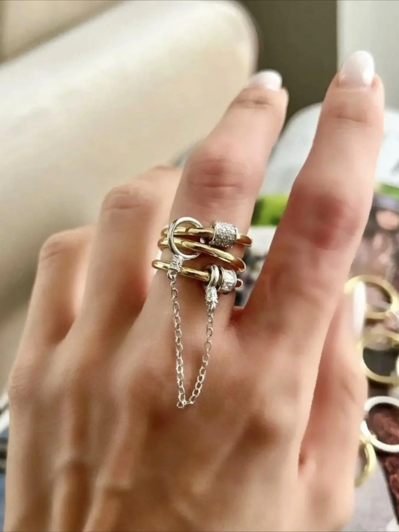 Double Ring Opening Simple Silvery Ring, with A Niche and High-end Feel for Girls, A Versatile Gift for Girlfriends' Birthdays. Handmade Accessory Stacking Rings