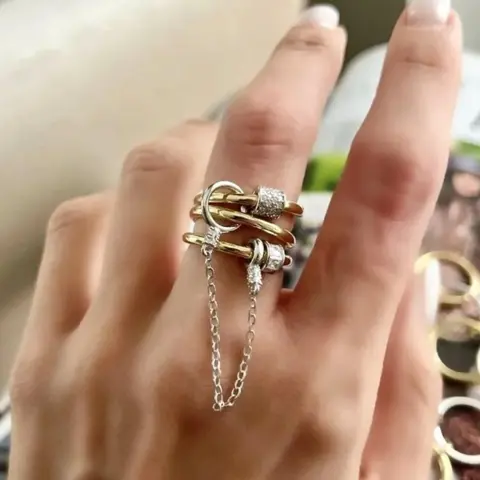 Double Ring Opening Simple Silvery Ring, with A Niche and High-end Feel for Girls, A Versatile Gift for Girlfriends' Birthdays. Handmade Accessory, Copper Band Ring