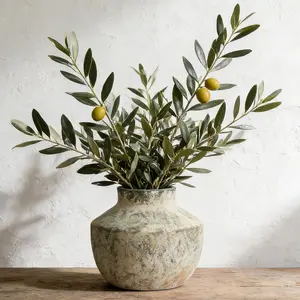 Ceramic Vase, 5.5 Inch Pottery Farmhouse Rustic Vase, Handcrafted Weathered Vases, Small Flower Vase for Home Decor, Living Room, Table, Shelf, Mantel, Neutral