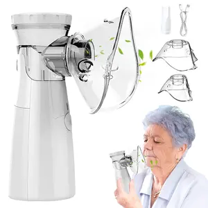 Ultrasonic Mesh Nebulizer- Portable USB Nebulizer for Adults / Kids Or Accommodate Most Animals Dogs Cats Portable Handheld Steam Mesh Nebulizer for Breathing Problems with 2 Masks in Varying Sizes at Home or Travel