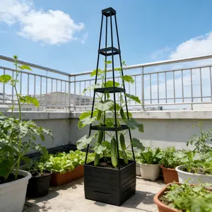 Garden Planter Box with Trellis, 57-Inch Plant Stand, 3-in-1 Design, Suitable for Climbing Flowers, Tomatoes, Cucumbers and Other Climbing Plants. Patio Garden Decoration.