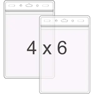 10 count  Name Badge Holders (XXL, Fit 4"x6" Insert), Vertical VIP Badge Holder with Zipper, Clear Sleeve for Passport, Vinyl  Stage Badge Sleeves