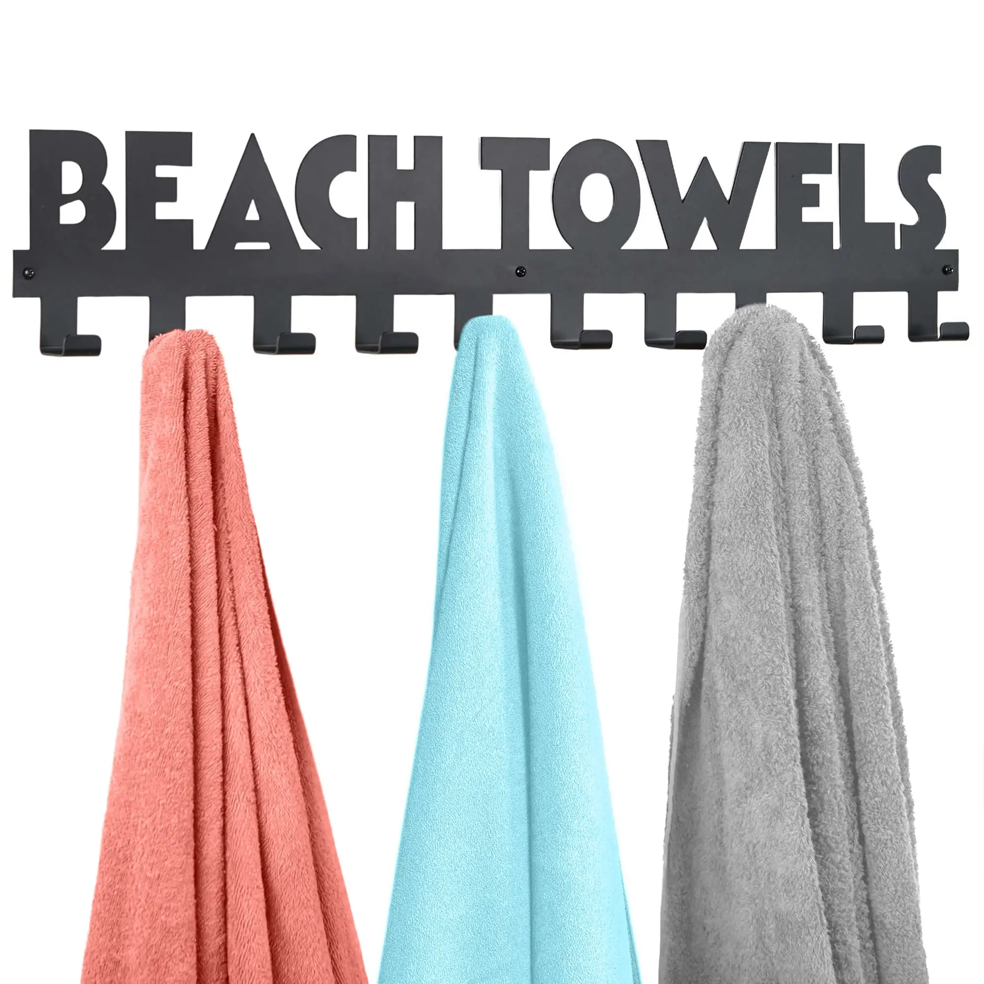 Beach Towel Holder – Outdoor Towel Rack with 10 Hooks by Star Splash